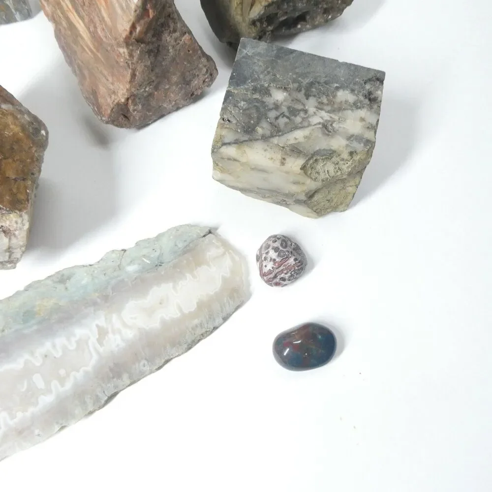 Rock Lot Natural Raw & Polished Specimens Unidentified 7.25lb